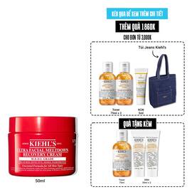 Red jar of Kiehl’s Ultra Facial Meltdown Recovery Cream Whip, 50ml size, showing a whipped cream texture.