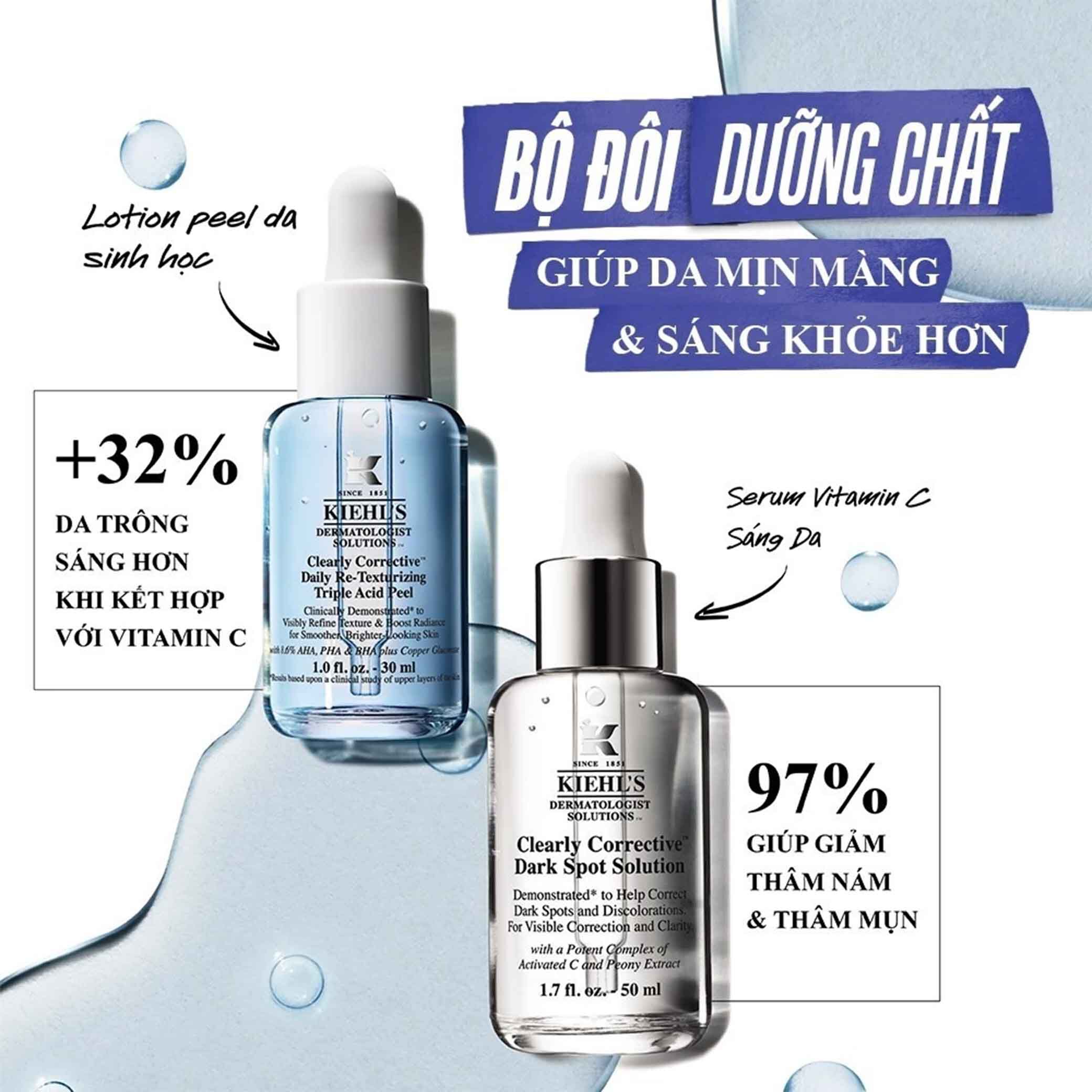 Serum Vitamin C Sang Da Mờ Tham Kiehl's Clearly Corrective Dark Spot Solution