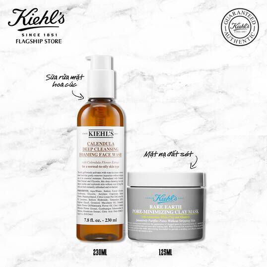 Bộ đoi sữa rửa mặt hoa cuc 230ml & mặt nạ đất set 125ml phien bản mới Kiehl's