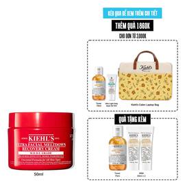 Red jar of Kiehl’s Ultra Facial Meltdown Recovery Cream Whip, 50ml size, showing a whipped cream texture.