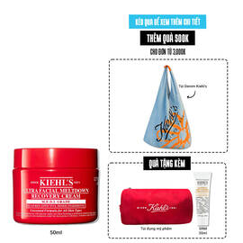 Red jar of Kiehl’s Ultra Facial Meltdown Recovery Cream Whip, 50ml size, showing a whipped cream texture.