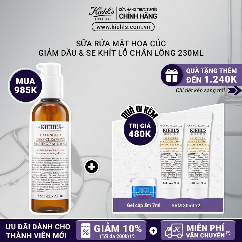 Ưu Đai Độc Quyền Sữa Rửa Mặt Hoa Cuc Kiehl's Calendula 230ml