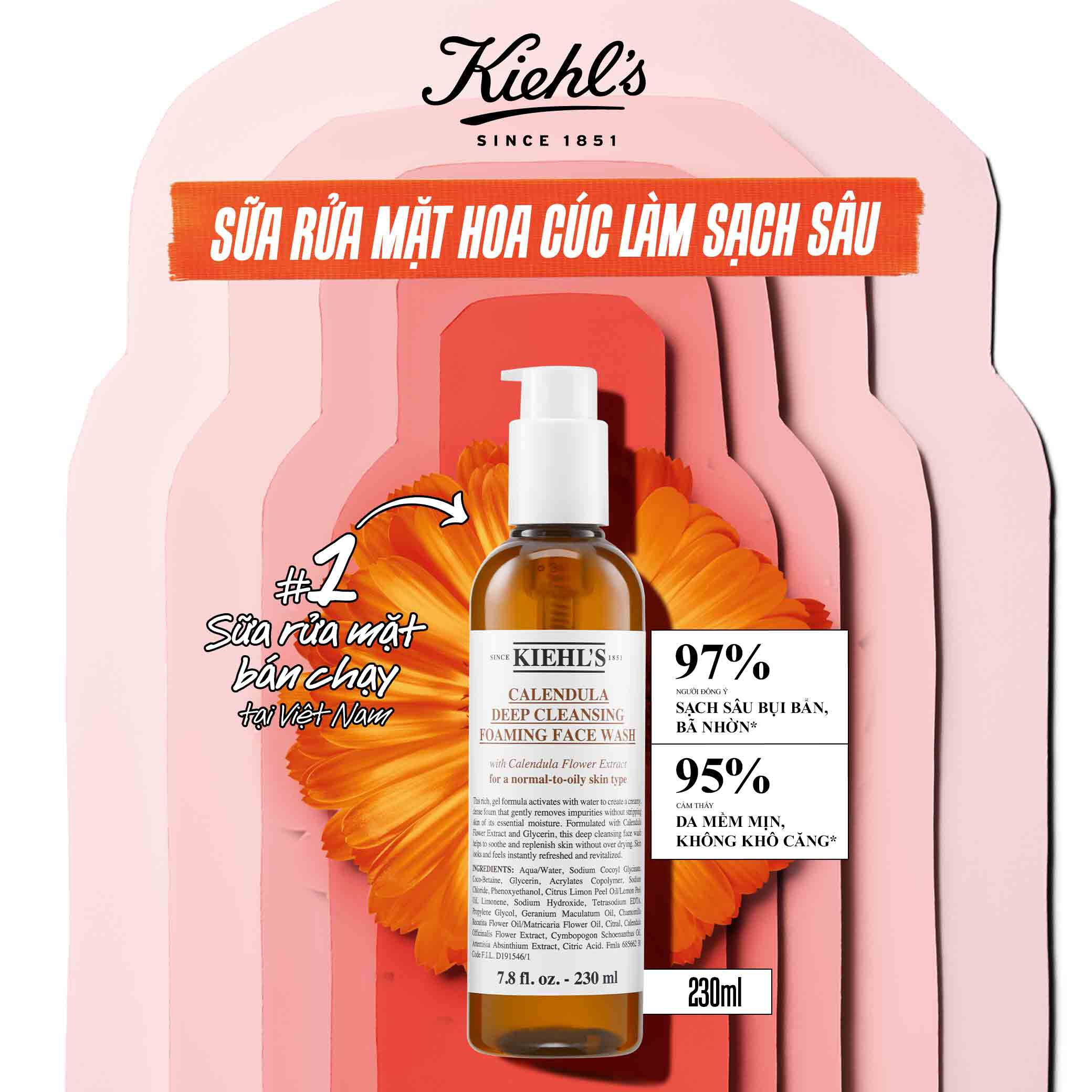 Bộ đoi sữa rửa mặt hoa cuc 230ml & mặt nạ đất set 125ml phien bản mới Kiehl's