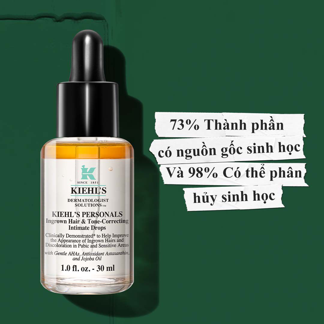 Sustainability Illustration – Drops bottle, 73% Bio-based, 98% Biodegradable Ingredients