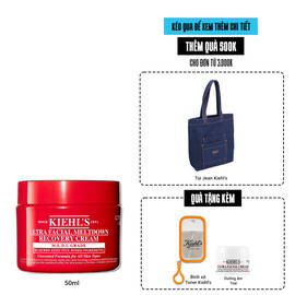 Red jar of Kiehl’s Ultra Facial Meltdown Recovery Cream Whip, 50ml size, showing a whipped cream texture.