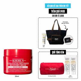 Red jar of Kiehl’s Ultra Facial Meltdown Recovery Cream Whip, 50ml size, showing a whipped cream texture.