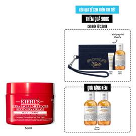 Red jar of Kiehl’s Ultra Facial Meltdown Recovery Cream Whip, 50ml size, showing a whipped cream texture.