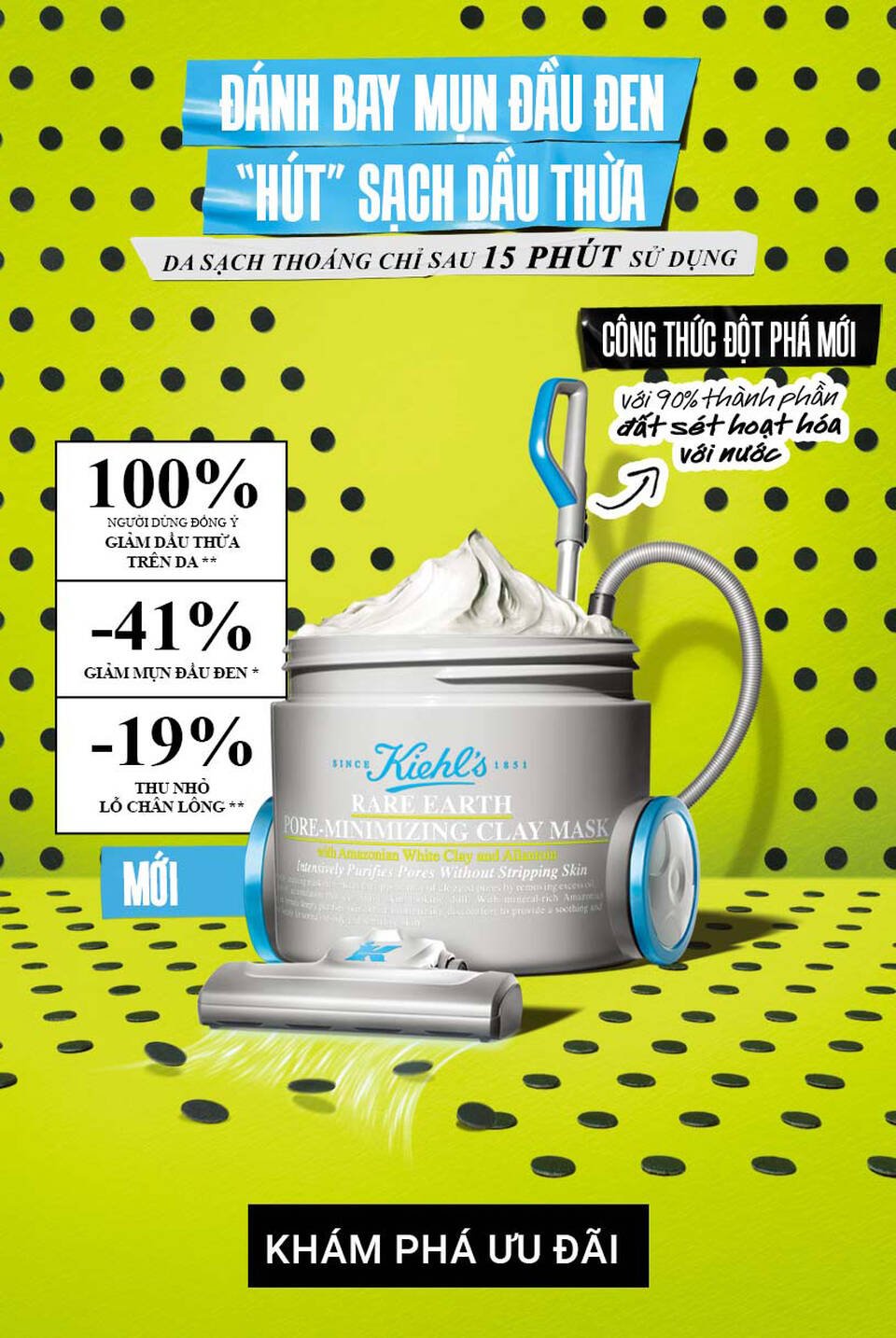 Rare earth pore-minimizing clay mask banner