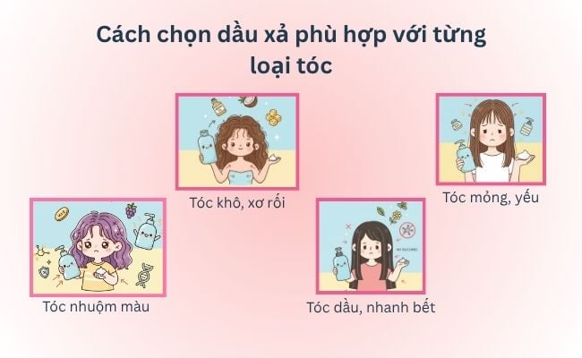 Hướng dẫn cách chọn dầu xả phù hợp với mái tóc