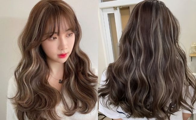 Tóc màu nâu lạnh kết hợp highlight cá tính