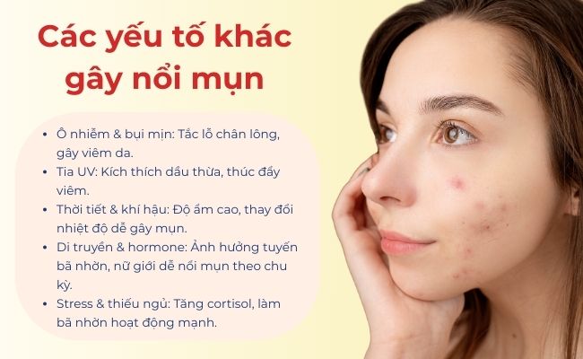 Các yếu tố khác gây nổi mụn