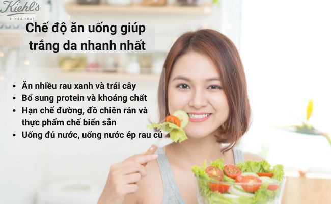Chế độ ăn uống giúp trắng da nhanh nhất