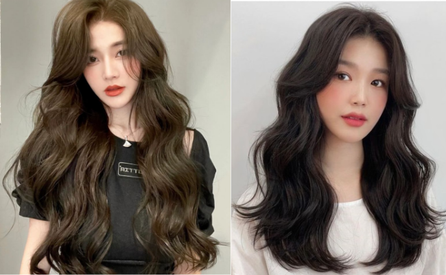 Tóc dài uốn xoăn gợn sóng nữ tính
