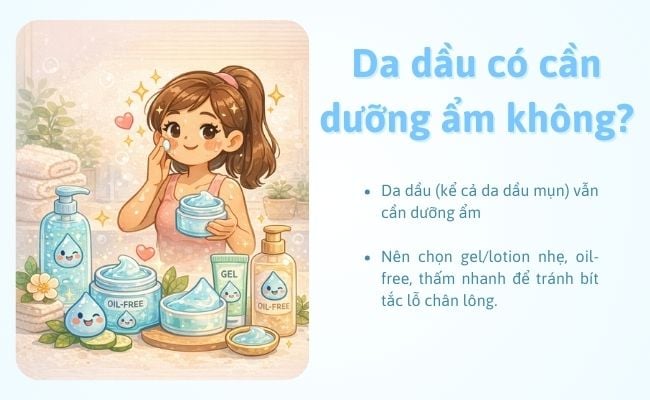 Da dầu có cần dưỡng ẩm không?