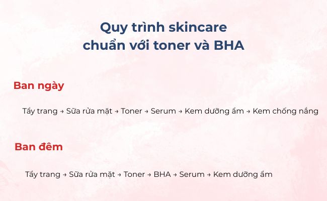 NQuy trình skincare chuẩn với toner và BHA
