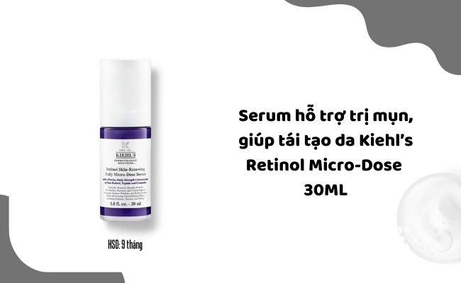 Serum hỗ trợ trị mụn, giúp tái tạo da Kiehl’s Retinol Micro-Dose 30ML