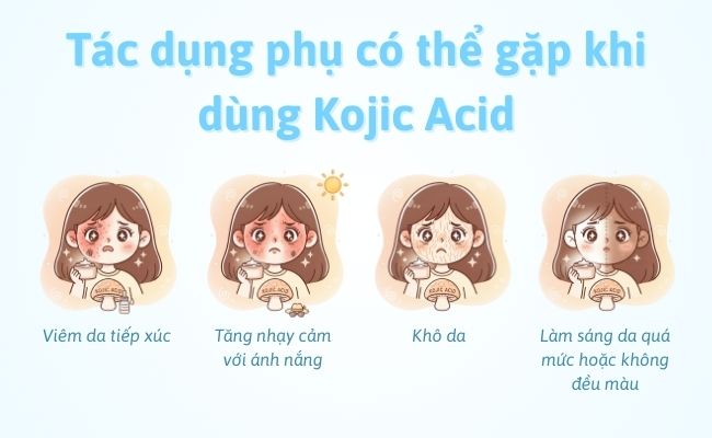 Tác dụng phụ có thể gặp khi dùng Kojic Acid