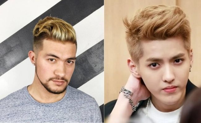 Nam da ngăm nhuộm tóc màu vàng tro