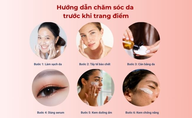 >Hướng dẫn chăm sóc da trước khi trang điểm