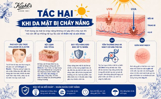 Tác hại khi da mặt bị cháy nắng