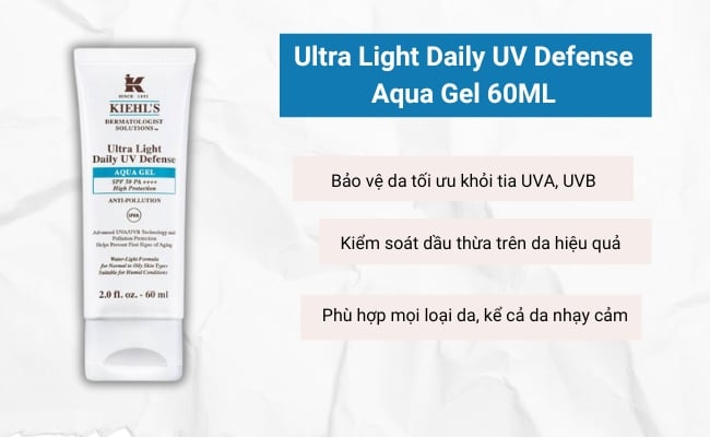 Kem chống nắng cho da dầu Kiehl's Ultra Light Daily UV Defense Aqua Gel 60ML