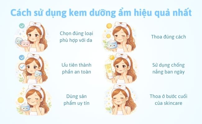 Cách sử dụng kem dưỡng ẩm hiệu quả nhất