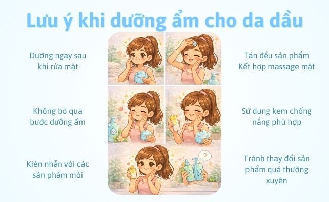 Lưu ý khi dưỡng ẩm cho da dầu