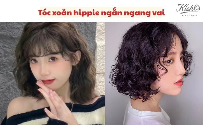Tóc xoăn hippie ngắn ngang vai