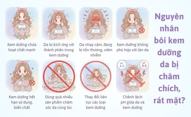 Nguyên nhân bôi kem dưỡng da bị châm chích, rát mặt?