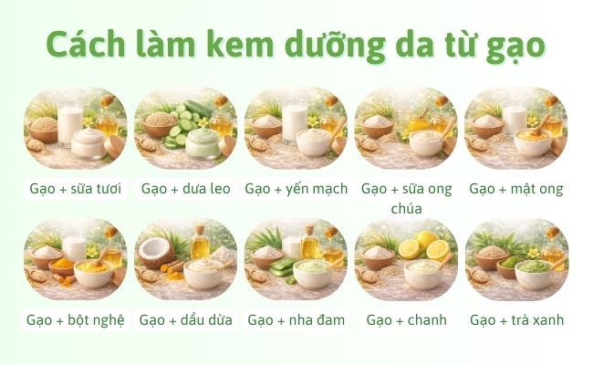 Cách làm kem dưỡng da từ gạo