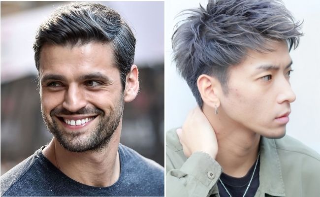 Nam da ngăm nhuộm tóc màu than chì