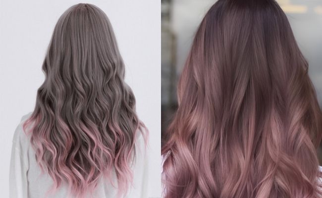 Ombre nâu lạnh pha hồng nhẹ nhàng