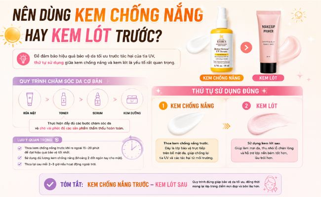 Nên bôi kem chống nắng trước kem lót