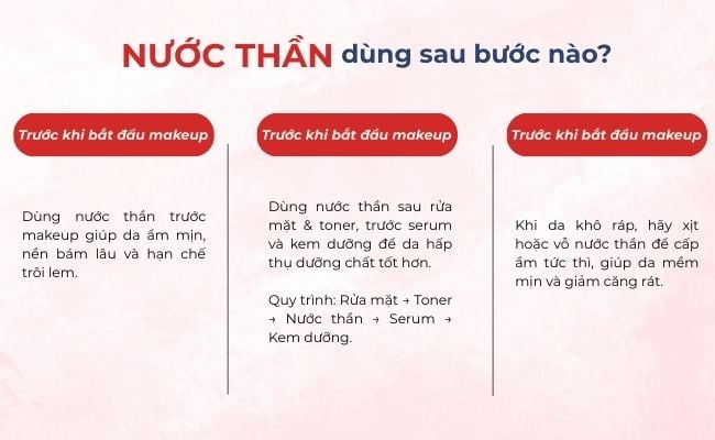 Nước thần dùng sau bước nào?
