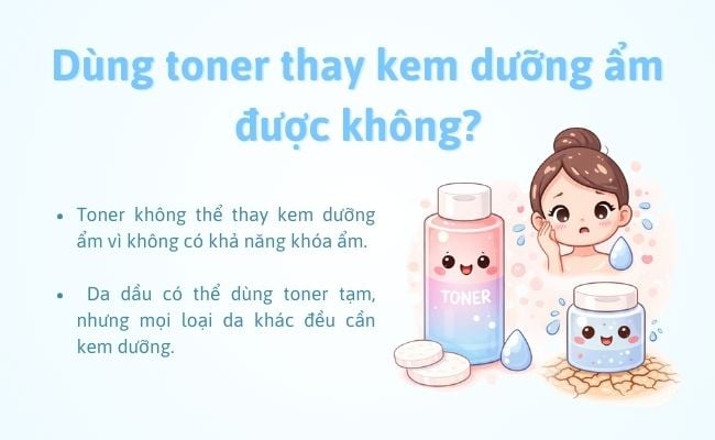 Dùng toner thay kem dưỡng ẩm được không?