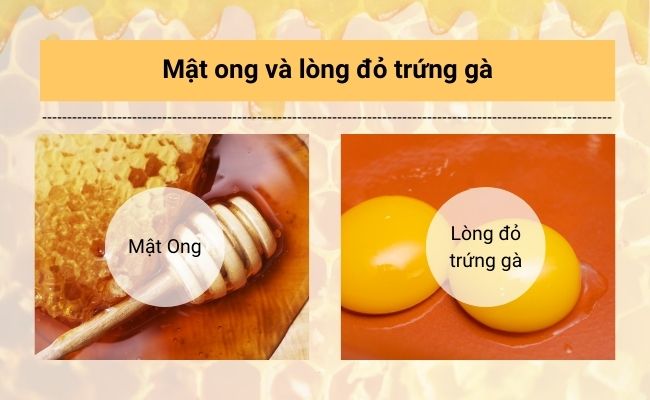 Mật ong và trứng gà giúp tái tạo da, hỗ trợ làm mờ vết thâm mụn. 