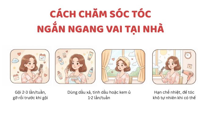 Cách chăm sóc tóc ngắn ngang vai đơn giản tại nhà