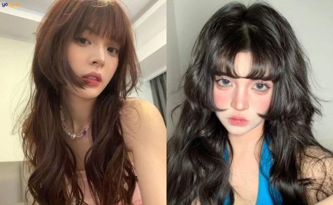 Tóc mái Hime uốn xoăn nhẹ, xoăn xù