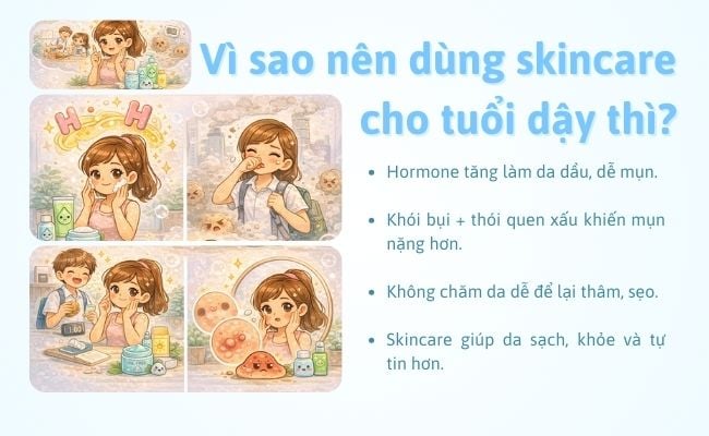 Vì sao nên dùng skincare cho tuổi dậy thì?