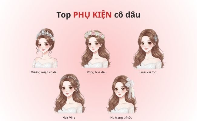 Top phụ kiện giúp kiểu tóc cô dâu thêm nổi bật