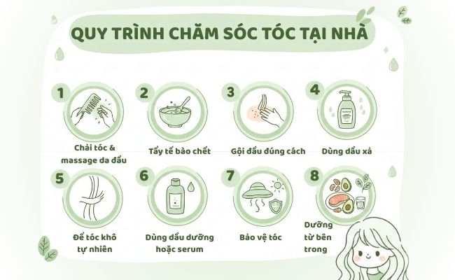 Quy trình chăm sóc tóc đúng cách ngay tại nhà