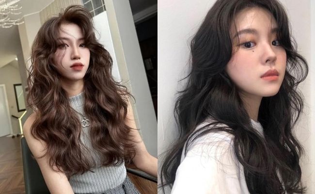 Tóc xoăn kiểu rối tự nhiên cho mặt tròn