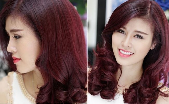 Tóc màu đỏ nâu ánh tím