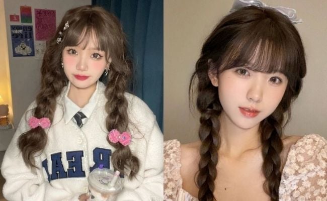 Kiểu tóc tết có mái thưa