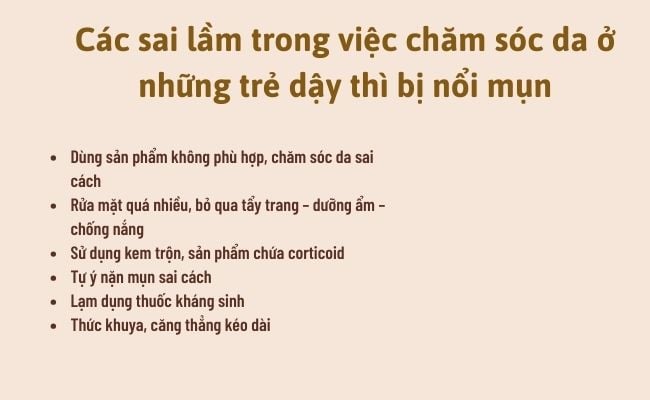 Các sai lầm trong việc chăm sóc da ở những trẻ dậy thì bị nổi mụn