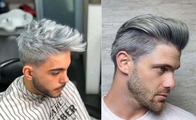 Nam da ngăm nhuộm tóc màu xám tro