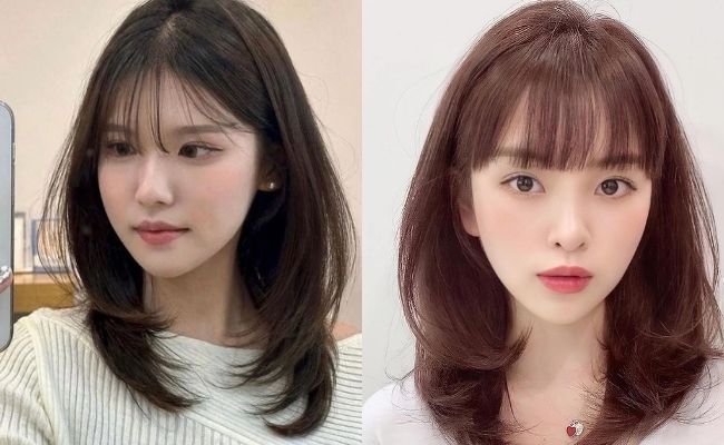 Tóc mái thưa kết hợp tóc uốn cụp đuôi ngắn nhẹ nhàng