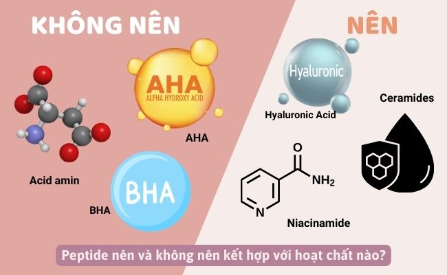 Peptide nên và không nên kết hợp với hoạt chất nào?
