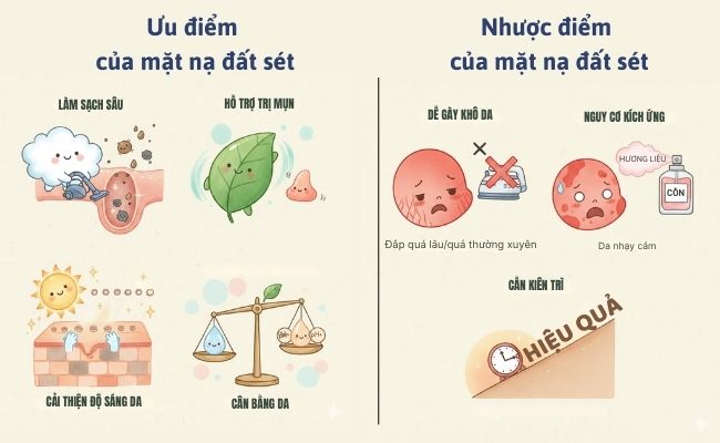 Ưu nhược điểm của mặt nạ đất sét