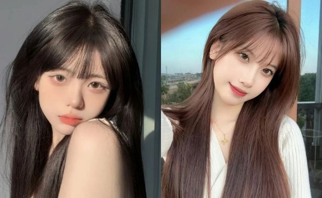 Tóc mái thưa kết hợp tóc dài ngọt ngào